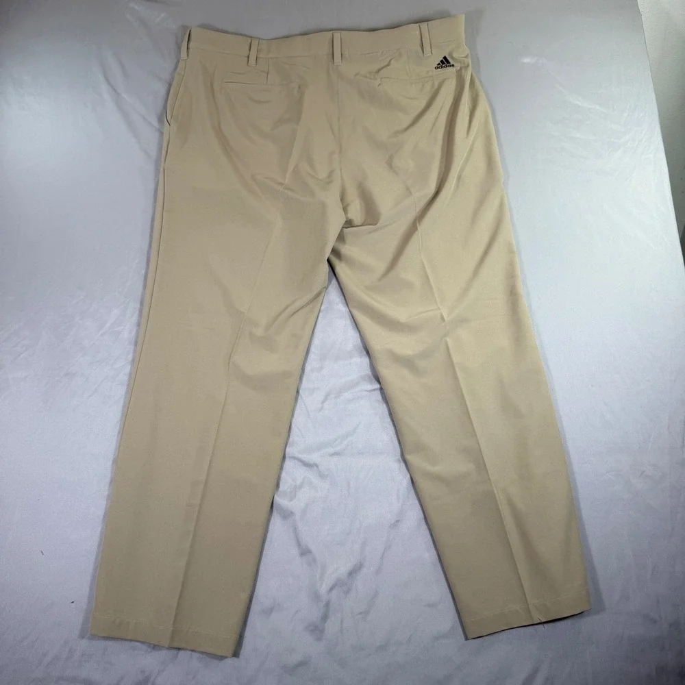 Adidas Golf Mens Khaki Performance Stretch Flat Front Pants 40x30 Golf Preppy